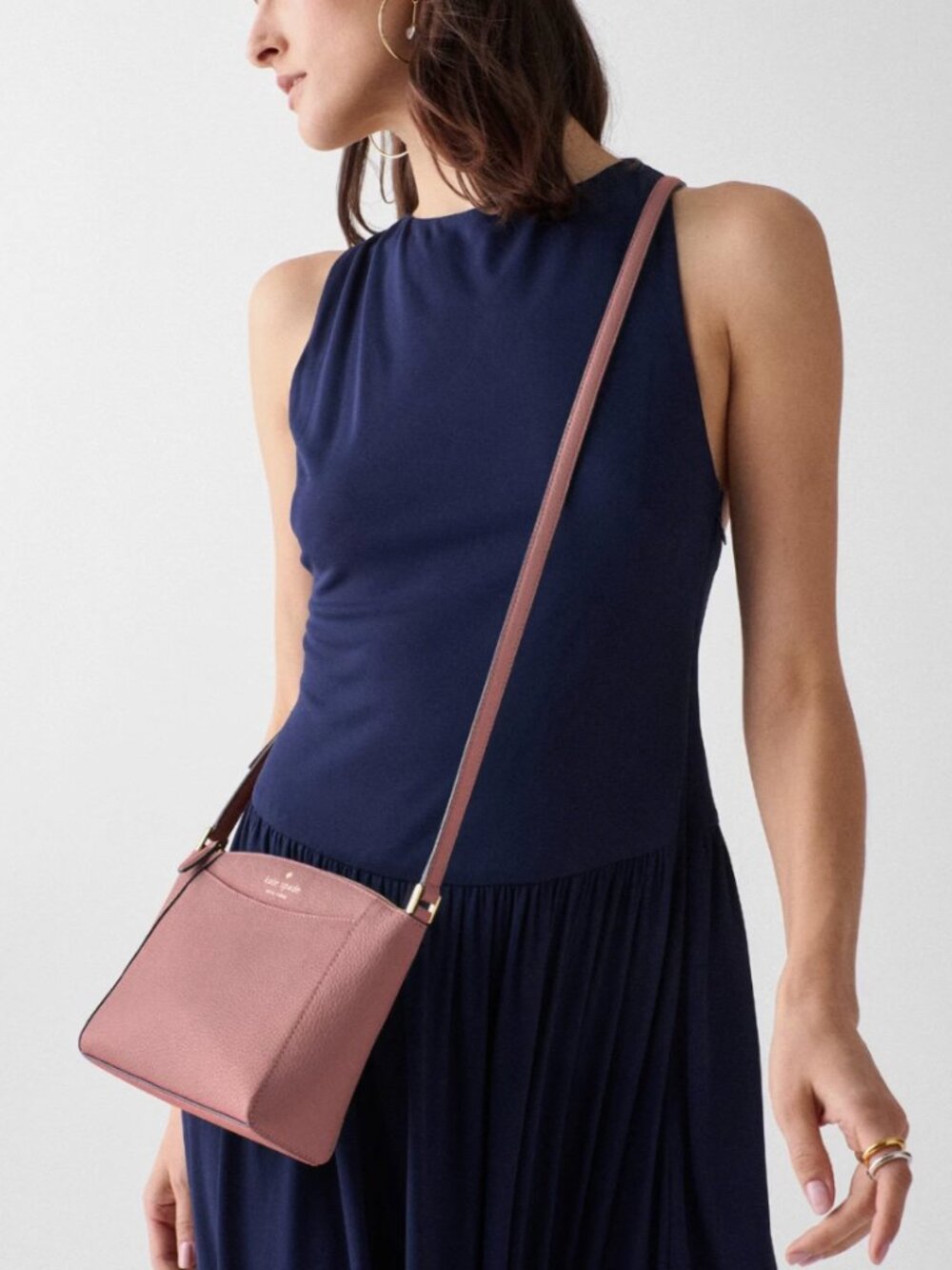 New Kate Spade Monica Pebbled Leather Crossbody Dusk Rose